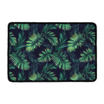 Dark Tropical Palm Leaf Pattern Print Kitchen Mat