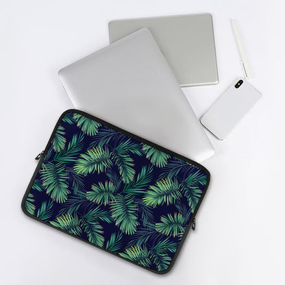 Dark Tropical Palm Leaf Pattern Print Laptop Sleeve