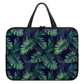 Dark Tropical Palm Leaf Pattern Print Laptop Sleeve With Handle