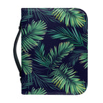 Dark Tropical Palm Leaf Pattern Print Leather Bible Cover