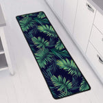 Dark Tropical Palm Leaf Pattern Print Long Kitchen Mat