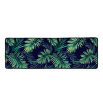 Dark Tropical Palm Leaf Pattern Print Long Kitchen Mat