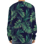 Dark Tropical Palm Leaf Pattern Print Long Sleeve Baseball Jersey