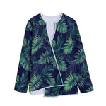Dark Tropical Palm Leaf Pattern Print Long Sleeve Short Coat