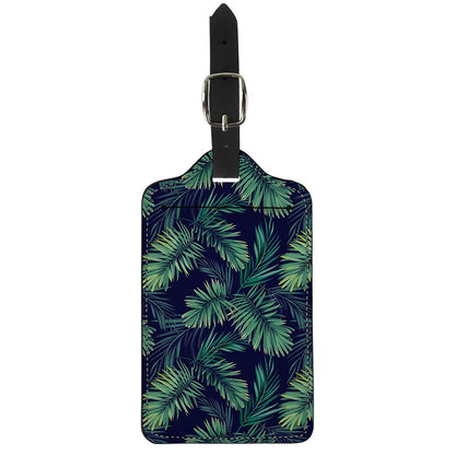Dark Tropical Palm Leaf Pattern Print Luggage Tag