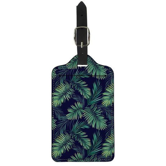 Dark Tropical Palm Leaf Pattern Print Luggage Tag