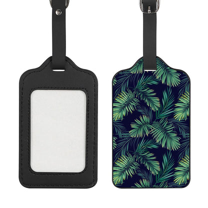 Dark Tropical Palm Leaf Pattern Print Luggage Tag