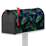 Dark Tropical Palm Leaf Pattern Print Mailbox Cover