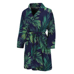 Dark Tropical Palm Leaf Pattern Print Men's Bathrobe