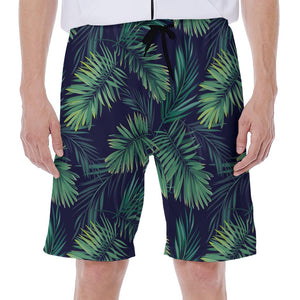 Dark Tropical Palm Leaf Pattern Print Men's Beach Shorts