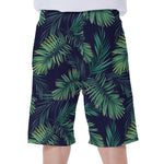 Dark Tropical Palm Leaf Pattern Print Men's Beach Shorts