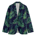 Dark Tropical Palm Leaf Pattern Print Men's Blazer