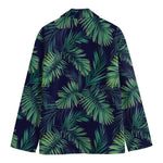 Dark Tropical Palm Leaf Pattern Print Men's Blazer