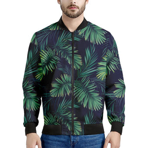 Dark Tropical Palm Leaf Pattern Print Men's Bomber Jacket
