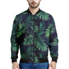 Dark Tropical Palm Leaf Pattern Print Men's Bomber Jacket