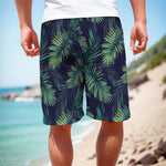 Dark Tropical Palm Leaf Pattern Print Men's Cargo Shorts