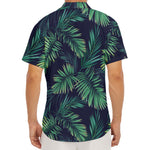 Dark Tropical Palm Leaf Pattern Print Men's Deep V-Neck Shirt