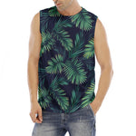 Dark Tropical Palm Leaf Pattern Print Men's Fitness Tank Top