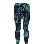 Dark Tropical Palm Leaf Pattern Print Men's leggings