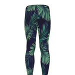 Dark Tropical Palm Leaf Pattern Print Men's leggings