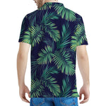 Dark Tropical Palm Leaf Pattern Print Men's Polo Shirt