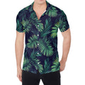 Dark Tropical Palm Leaf Pattern Print Men's Shirt