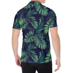 Dark Tropical Palm Leaf Pattern Print Men's Shirt