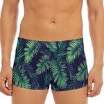 Dark Tropical Palm Leaf Pattern Print Men's Short Boxer Briefs