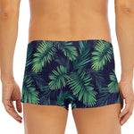 Dark Tropical Palm Leaf Pattern Print Men's Short Boxer Briefs