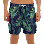 Dark Tropical Palm Leaf Pattern Print Men's Split Running Shorts