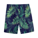 Dark Tropical Palm Leaf Pattern Print Men's Sports Shorts