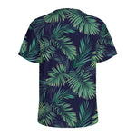 Dark Tropical Palm Leaf Pattern Print Men's Sports T-Shirt