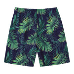 Dark Tropical Palm Leaf Pattern Print Men's Swim Trunks