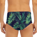 Dark Tropical Palm Leaf Pattern Print Men's Triangle Swim Briefs