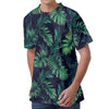 Dark Tropical Palm Leaf Pattern Print Men's Velvet T-Shirt