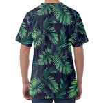 Dark Tropical Palm Leaf Pattern Print Men's Velvet T-Shirt