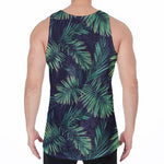Dark Tropical Palm Leaf Pattern Print Men's Velvet Tank Top