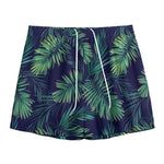 Dark Tropical Palm Leaf Pattern Print Mesh Shorts