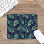 Dark Tropical Palm Leaf Pattern Print Mouse Pad