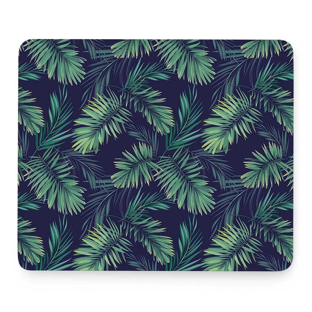 Dark Tropical Palm Leaf Pattern Print Mouse Pad