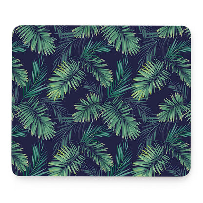 Dark Tropical Palm Leaf Pattern Print Mouse Pad
