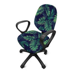 Dark Tropical Palm Leaf Pattern Print Office Chair Cover
