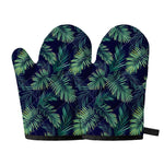 Dark Tropical Palm Leaf Pattern Print Oven Mitts