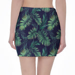 Dark Tropical Palm Leaf Pattern Print Pencil Mini Skirt