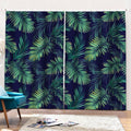Dark Tropical Palm Leaf Pattern Print Pencil Pleat Curtains