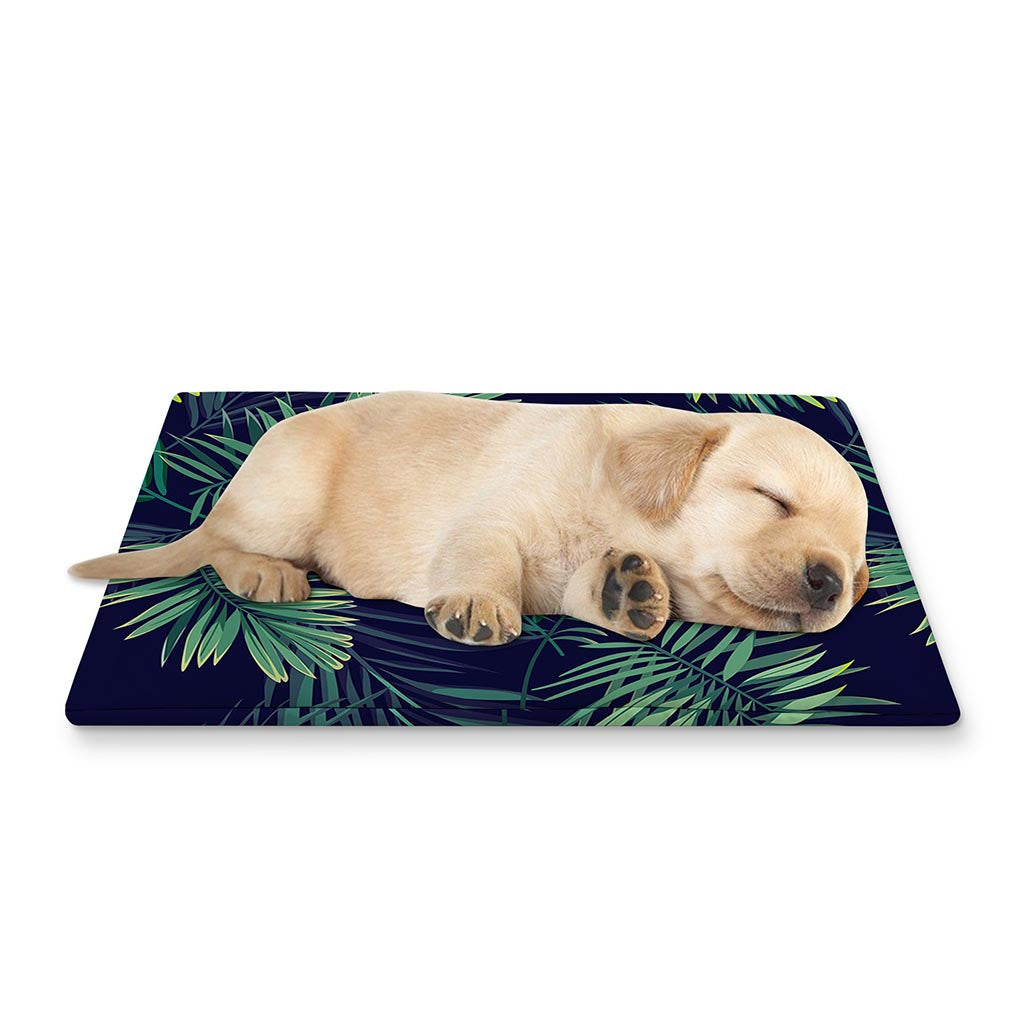 Dark Tropical Palm Leaf Pattern Print Pet Cooling Mat Cover