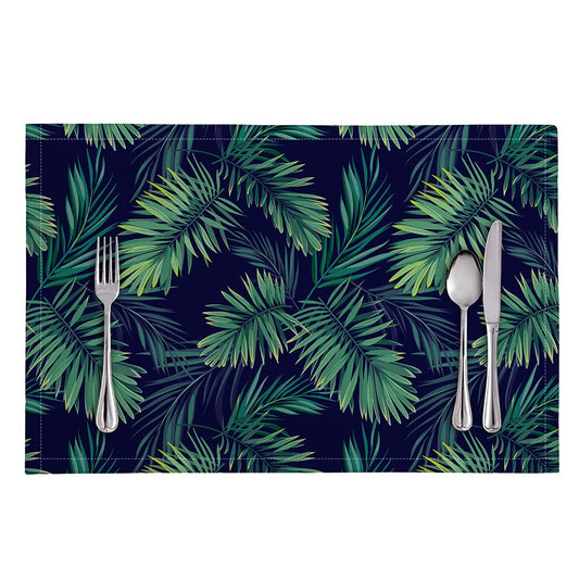 Dark Tropical Palm Leaf Pattern Print Placemat