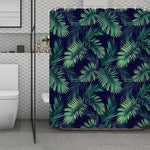Dark Tropical Palm Leaf Pattern Print Polyester Shower Curtain