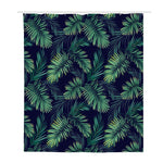 Dark Tropical Palm Leaf Pattern Print Polyester Shower Curtain