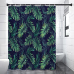 Dark Tropical Palm Leaf Pattern Print Premium Shower Curtain